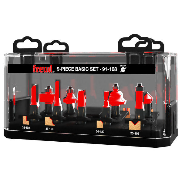 Freud 008925042617 9 Piece Basic Bit Set (1/2" Shank)