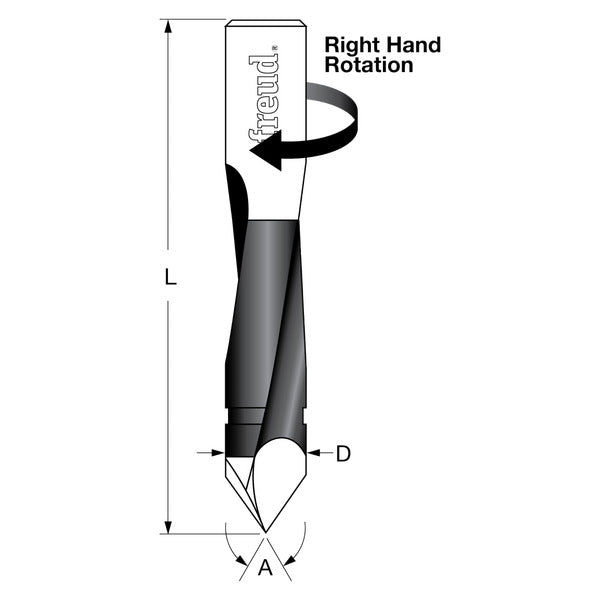 Freud 008925056331 10 mm (Dia.) Through Hole Bit with Right Hand Rotation 57.5mm overall length
