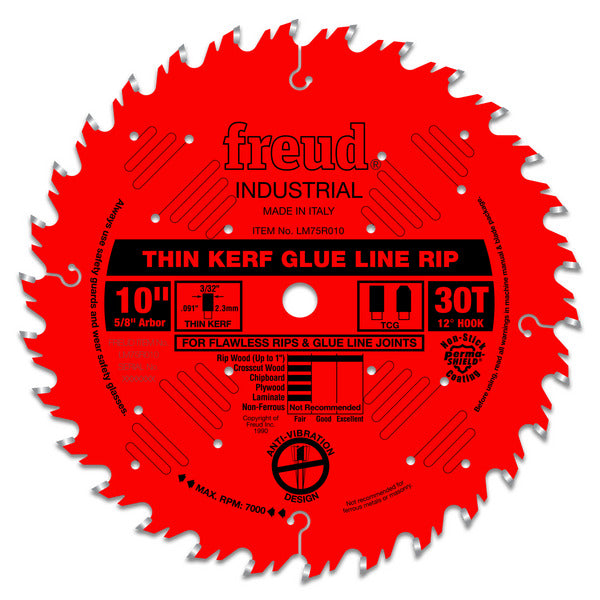 Freud 008925080763 10" x 30T Industrial Thin Kerf Glue Line Ripping Blade