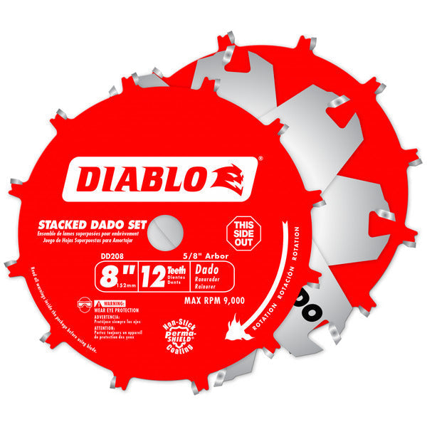 Diablo 008925084860 8 in. x 12 Tooth Carbide Stacked Dado Saw Blade Set