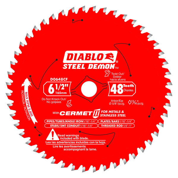 Diablo 008925159506 6-1/2 in. 48-Tooth Cermet II Saw Blade for Mild & Stainless Steels