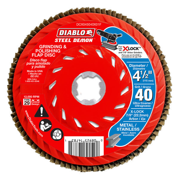 Diablo 008925160533 4-1/2 in. 40-Grit Flap Disc for X-Lock and All Grinders Pro Bulk Pack (3-Pack)