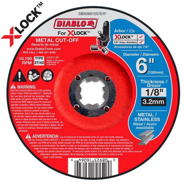 Diablo 008925160649 6 in. Type 27/42 Metal Cut-Off Disc for X-Lock and All Grinders