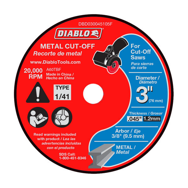Diablo 008925162490 3 in. Carbide Grit Cut-Off Wheel for Multi-Materials