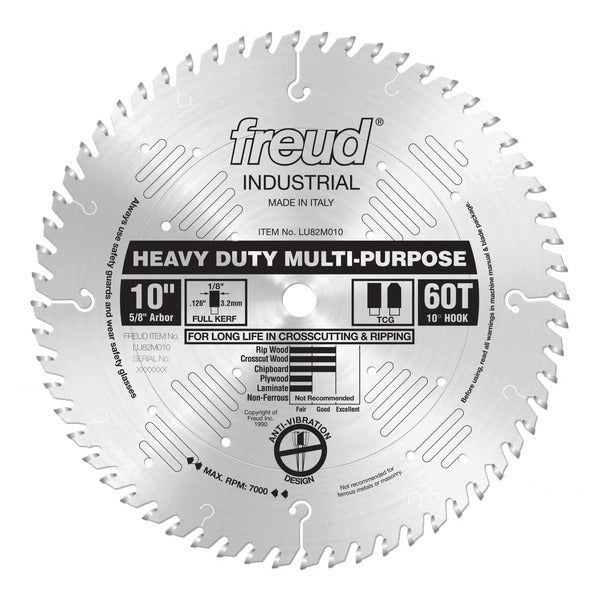 Freud 008925300762 10" x 60T Heavy Duty Multi-Purpose Blade