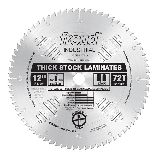 Freud 008925301080 12" x 72T Thick-Stock Laminate Blade
