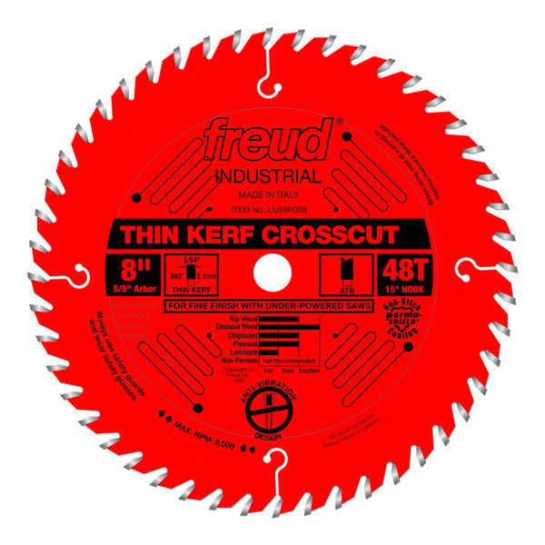 Freud 008925301684 8" x 48T Thin Kerf Fine Finish Crosscut Blade