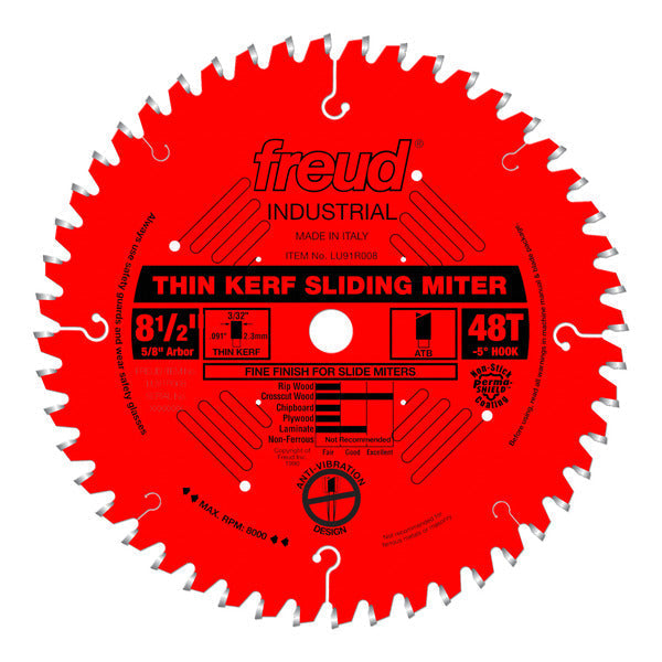 Freud 008925301714 8-1/2"x 48T Thin Kerf Sliding Compound Miter Saw Blade