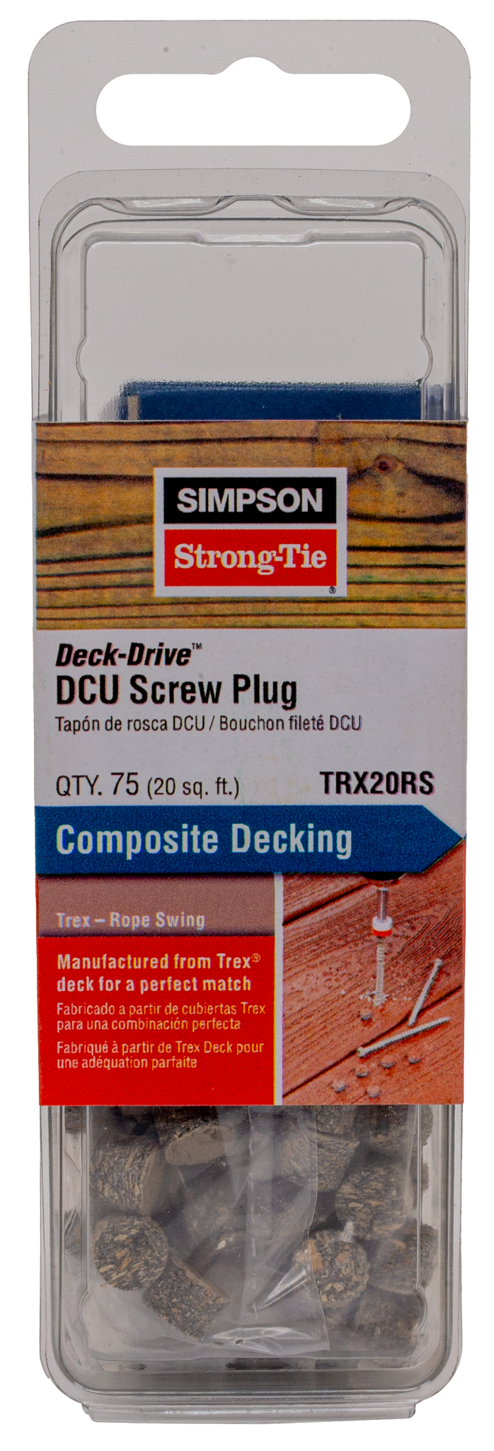 Simpson Strong-Tie TRX20RS Deck-Drive™ DCU Screw Plug — Trex Rope Swing (75-Qty) (Pack of 5)