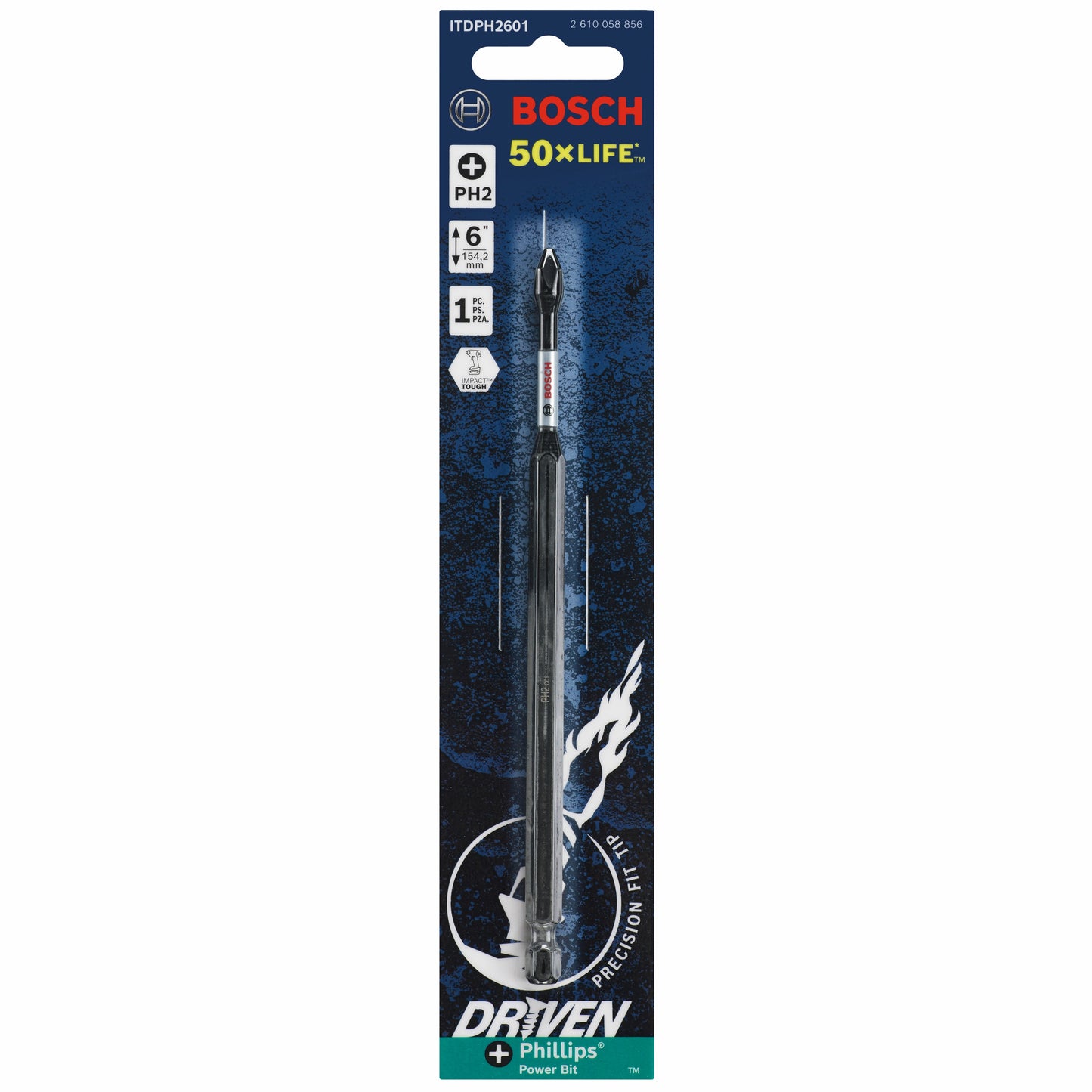 BOSCH ITDPH2601 Driven 6 In. Impact Phillips® #2 Power Bit
