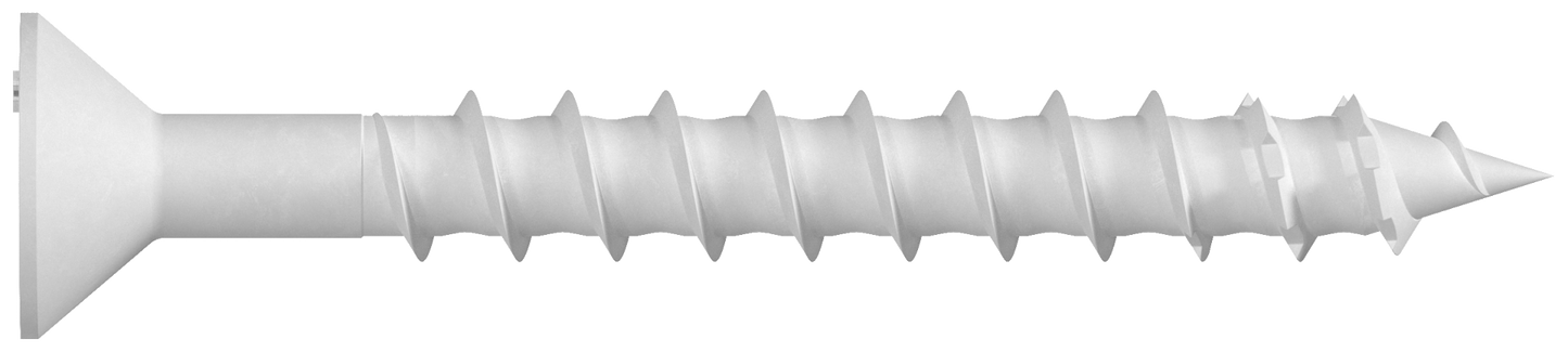 Simpson Strong-Tie TNTW25214TF Titen Turbo™ — 1/4 in. x 2-1/4 in. 6-Lobe Flat-Head Concrete and Masonry Screw, White (100-Qty) (Pack of 5)