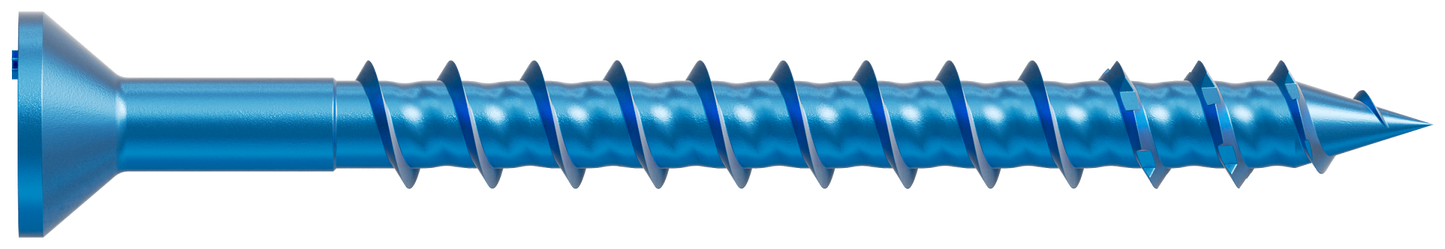 Simpson Strong-Tie TNT18214TF Titen Turbo™ — 3/16 in. x 2-1/4 in. 6-Lobe Flat-Head Concrete and Masonry Screw, Blue (100-Qty) (Pack of 5)