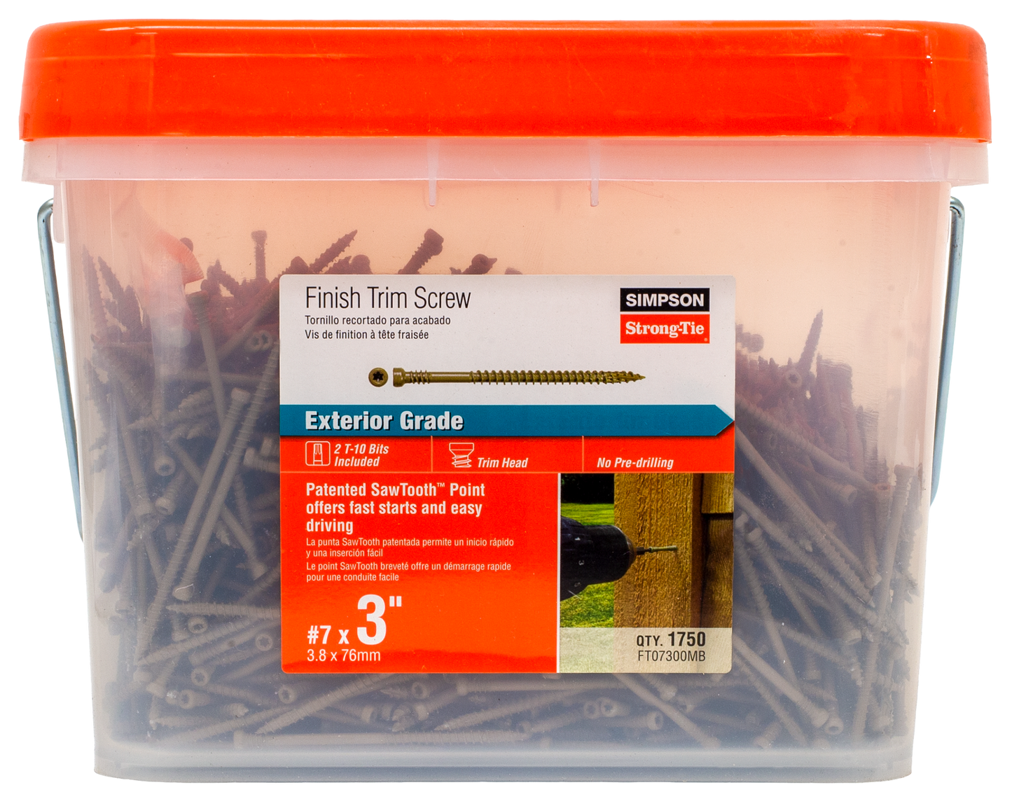 Simpson Strong-Tie FT07300MB Finish Trim Screw — #7 x 3 in. T10, Trim-Head, Quik Guard®, Tan (1750-Qty)