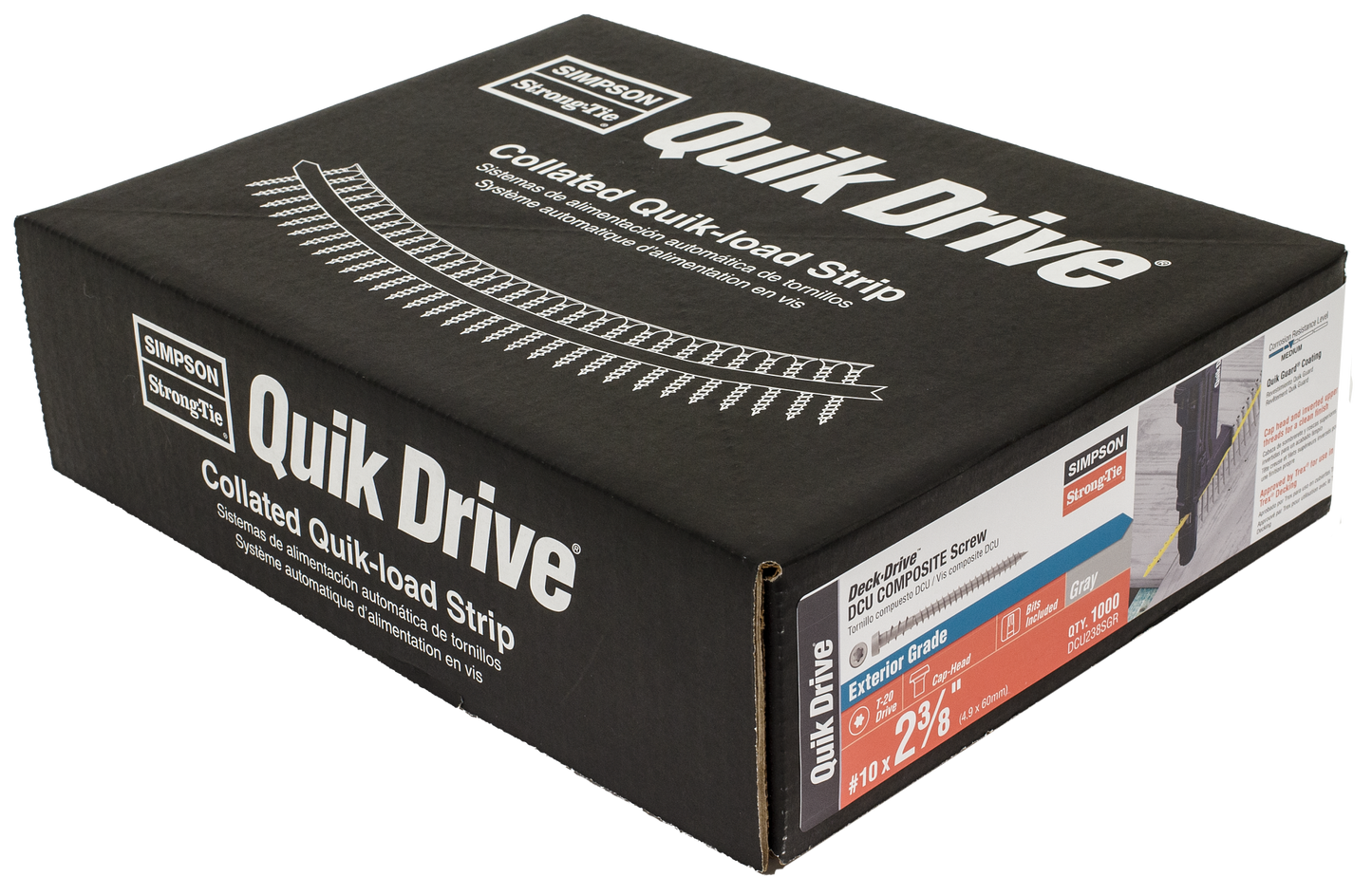 Simpson Strong-Tie DCU238SGR Deck-Drive™ DCU COMPOSITE Screw (Collated) — #10 x 2-3/8 in. Quik Guard® Gray (1000-Qty)