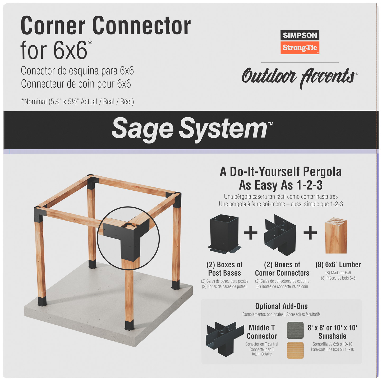 Simpson Strong-Tie SAGE-C66-KT2 Outdoor Accents® Sage System™ Black Powder-Coated Corner Connector for 6x6 with Screws (2-Qty) (Pack of 27)