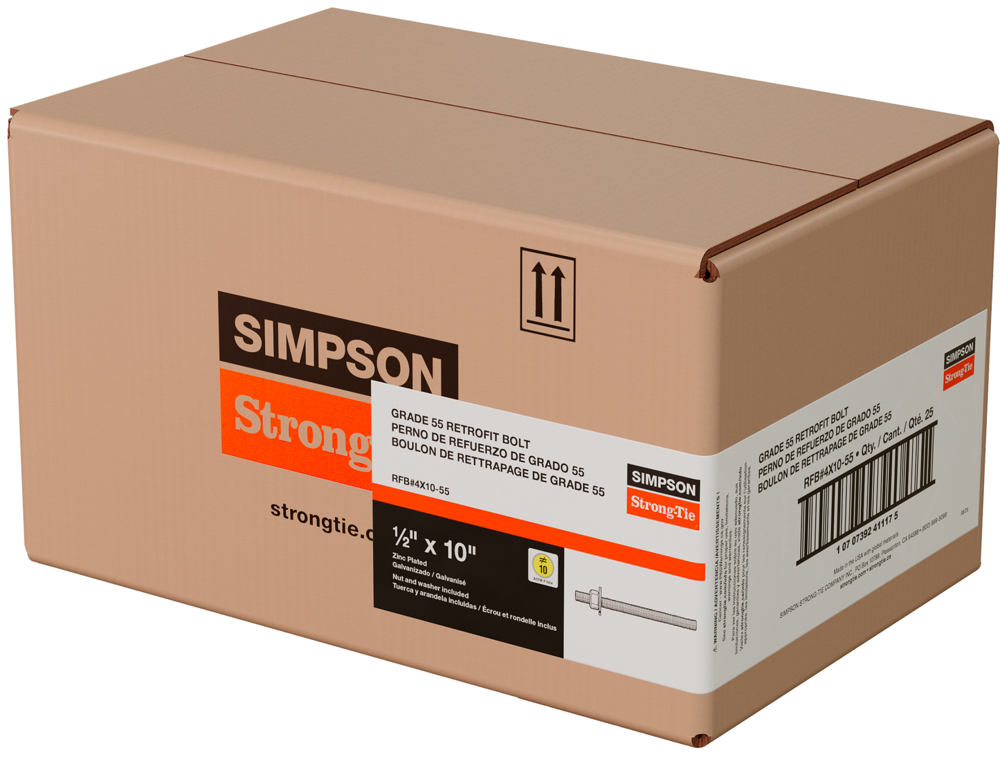 Simpson Strong-Tie RFB#4X10-55 RFB 1/2 in. x 10 in. Zinc-Plated Retrofit Bolt, Grade 55