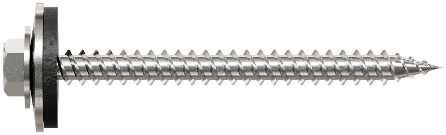 Simpson Strong-Tie T09200HWAC Metal-Panel Screw with EPDM Washer — #9 x 2 in. Hex Head, Type 316 (100-Qty)
