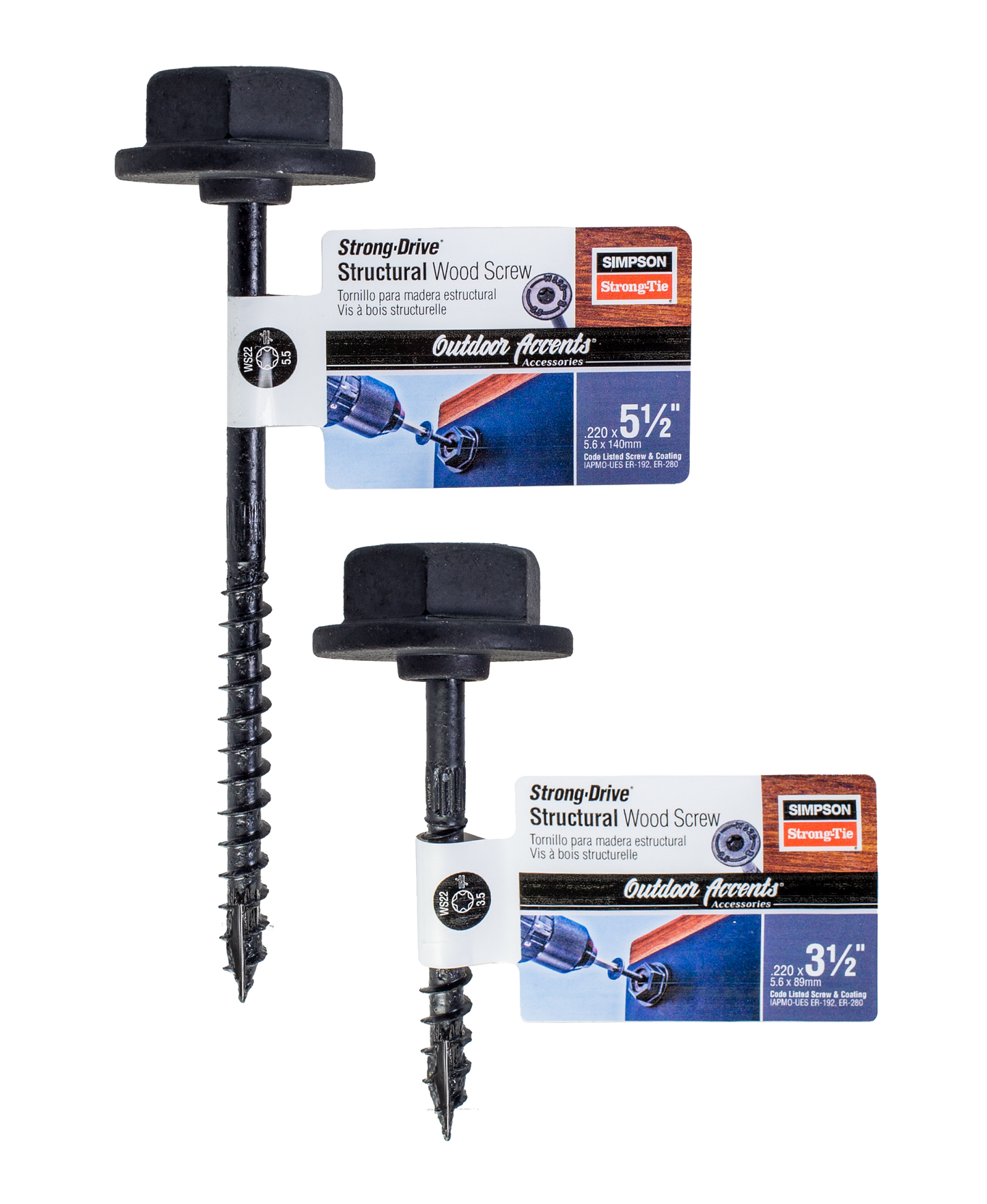 Simpson Strong-Tie SDWS22312DBB-RN1 Outdoor Accents® Structural Wood Screw — .220 in. x 3-1/2 in. DB Coating, Black w/Washer (Pack of 9920)