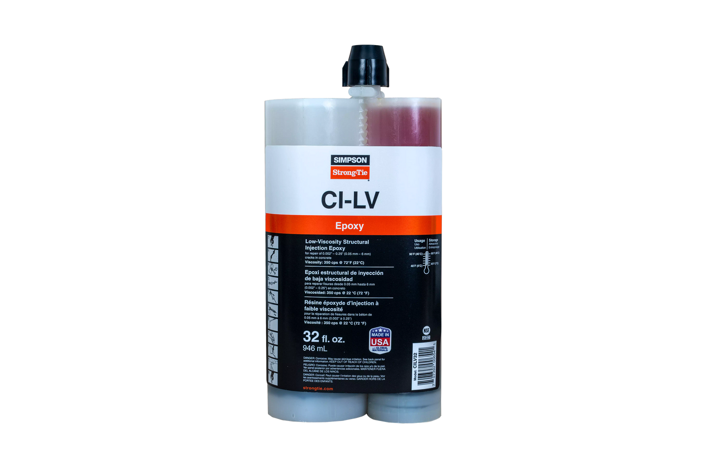 Simpson Strong-Tie CILV32 CI-LV™ Low-Viscosity Structural Injection Epoxy (32 oz.)