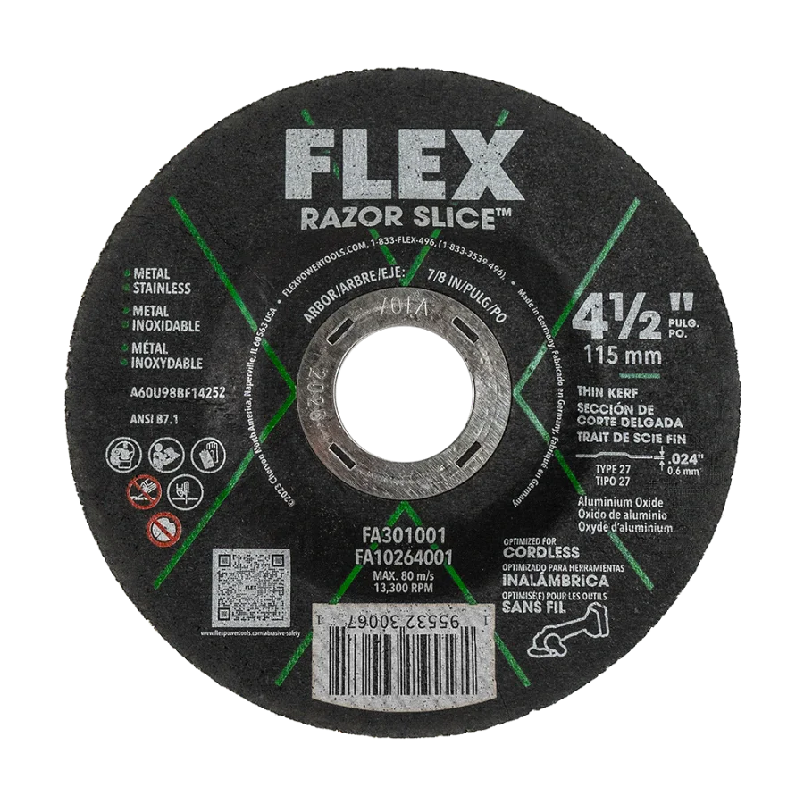 FLEX FA301001 RAZOR SLICE 4.5" x 0.024" x 7/8" Ultra-thin Cut-Off Disc Type 27
