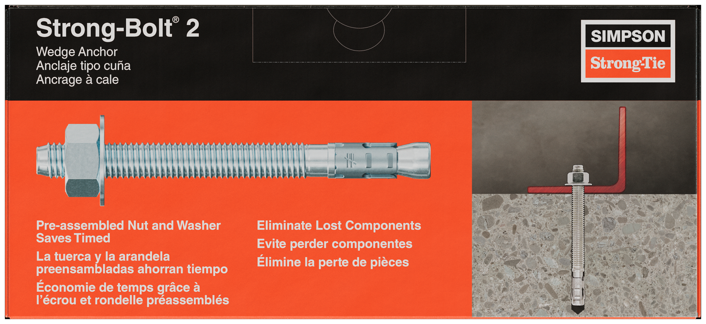 Simpson Strong-Tie STB2-50512 Strong-Bolt® 2 — 1/2 in. x 5-1/2 in. Wedge Anchor (25-Qty)