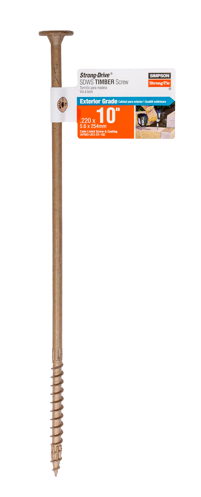Simpson Strong-Tie SDWS221000DB-RP1 Strong-Drive® SDWS™ TIMBER Screw (Exterior Grade) — 0.220 in. x 10 in. T40, Tan (Pack of 10560)