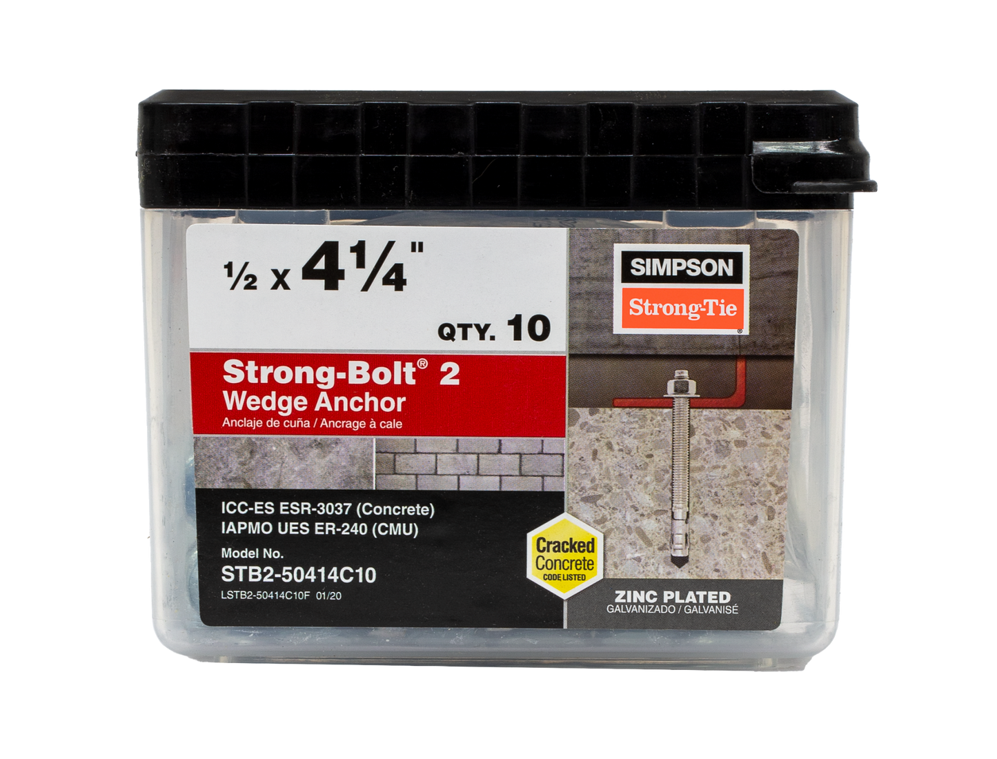 Simpson Strong-Tie STB2-50414C10 Strong-Bolt® 2 — 1/2 in. x 4-1/4 in. Wedge Anchor (10-Qty) (Pack of 660)