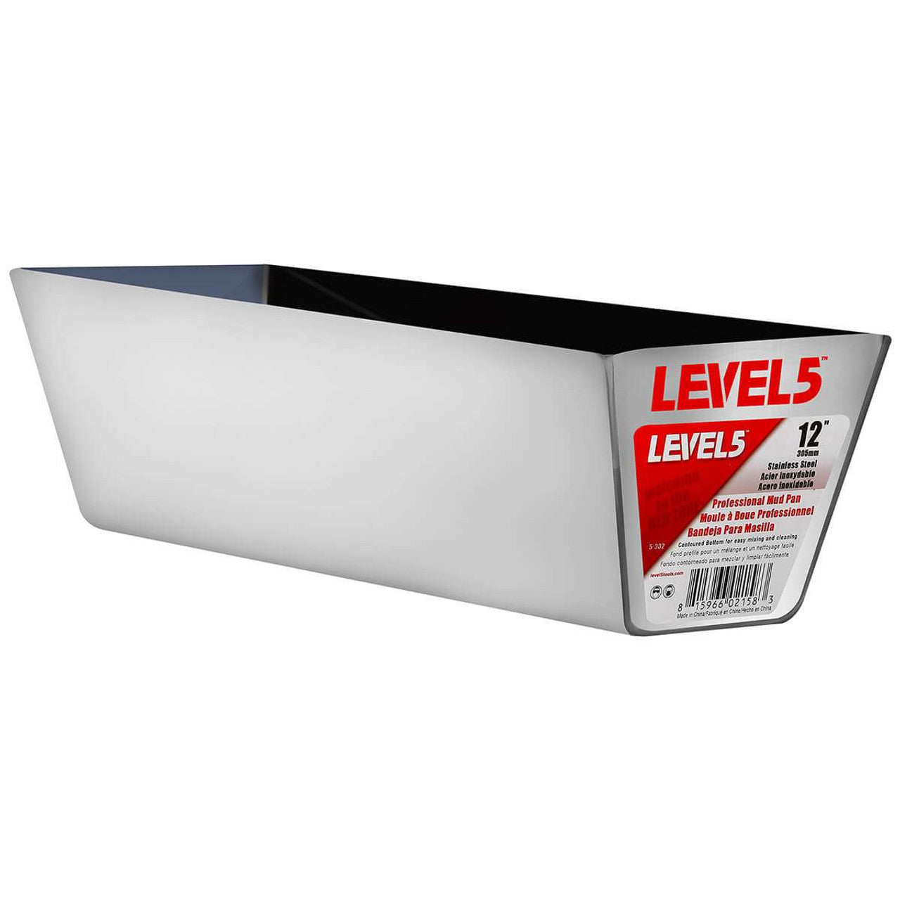 Level 5 Tools 5-332 12" Stainless Steel Mud Pan