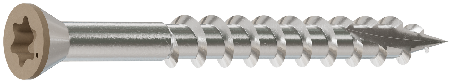 Simpson Strong-Tie T07162FT70TN02 Trim-Head Screw, 6-Lobe Drive — #7 x 1-5/8 in. T-15 Type 316, Tan 02 (70-Qty) (Pack of 600)