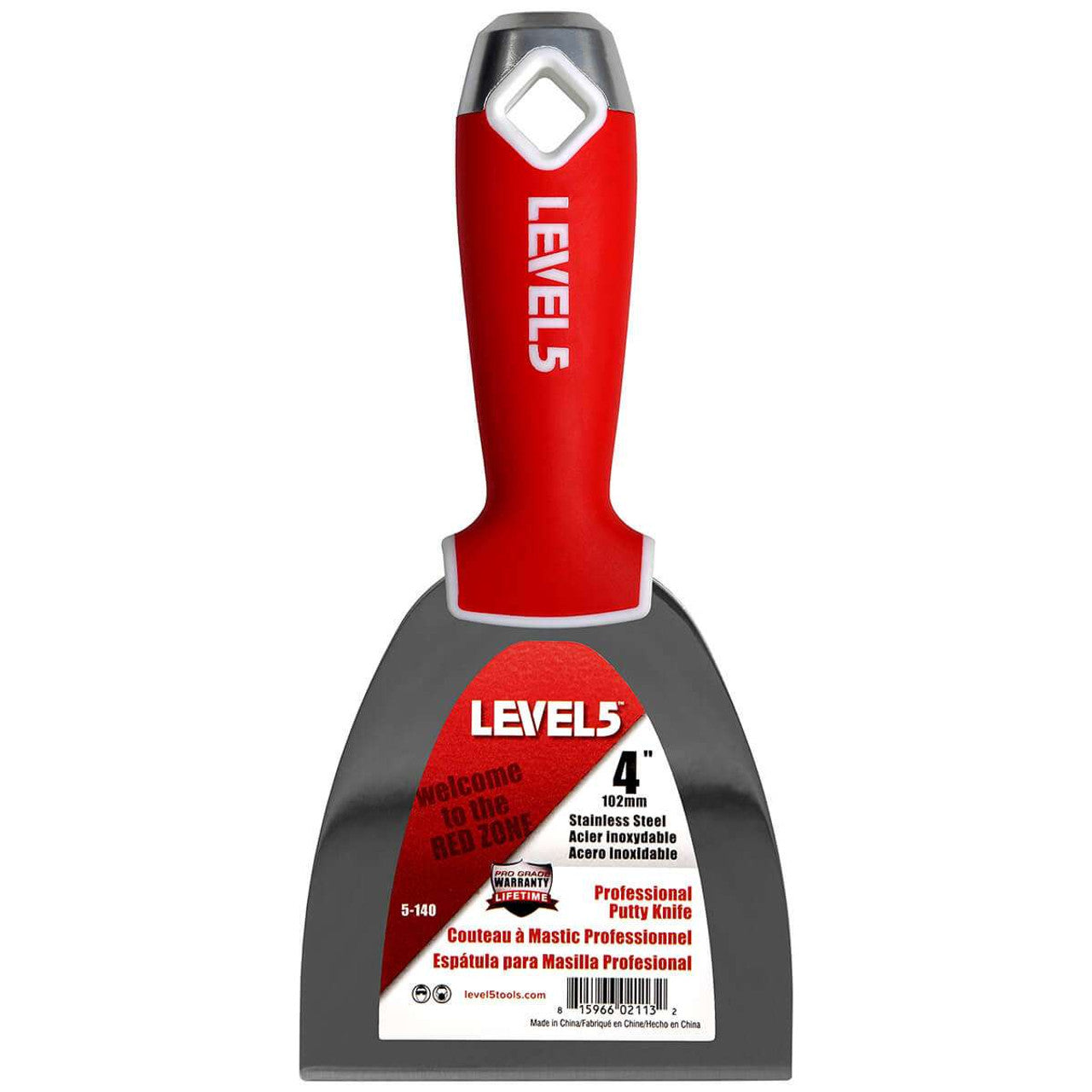 Level 5 Tools 5-140 4" Stainless Steel Joint Knife w/ Soft Grip Handle