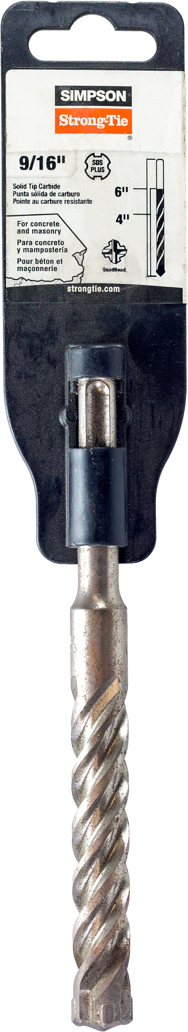 Simpson Strong-Tie MDPL05606S 9/16 in. x 6 in. SDS-plus® Shank Solid-Tip Carbide Drill Bit (Pack of 20)