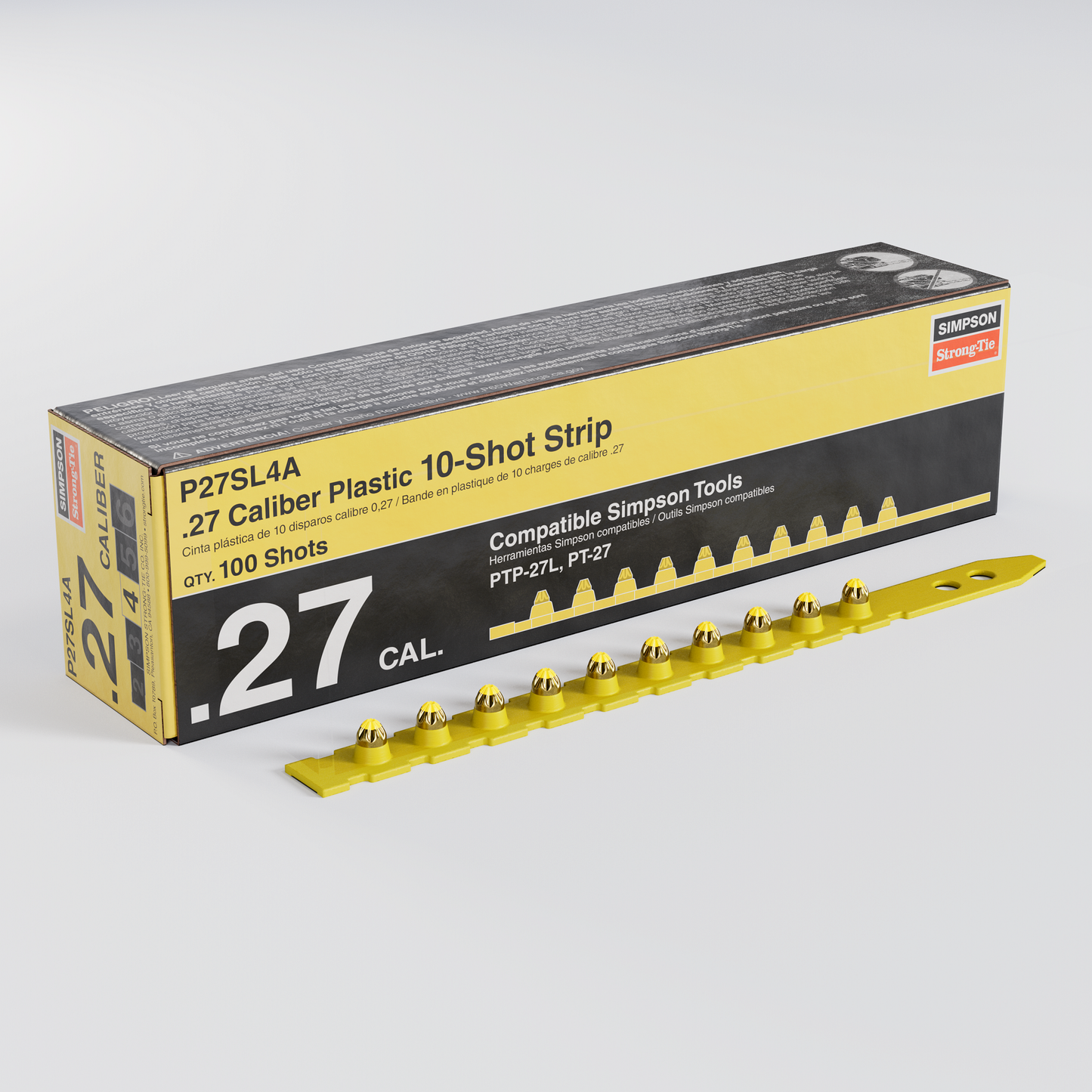Simpson Strong-Tie P27SL4A P27SL 0.27-Caliber Plastic, 10-Shot Strip Loads, Yellow - Imported (100-Qty) (Pack of 3000)