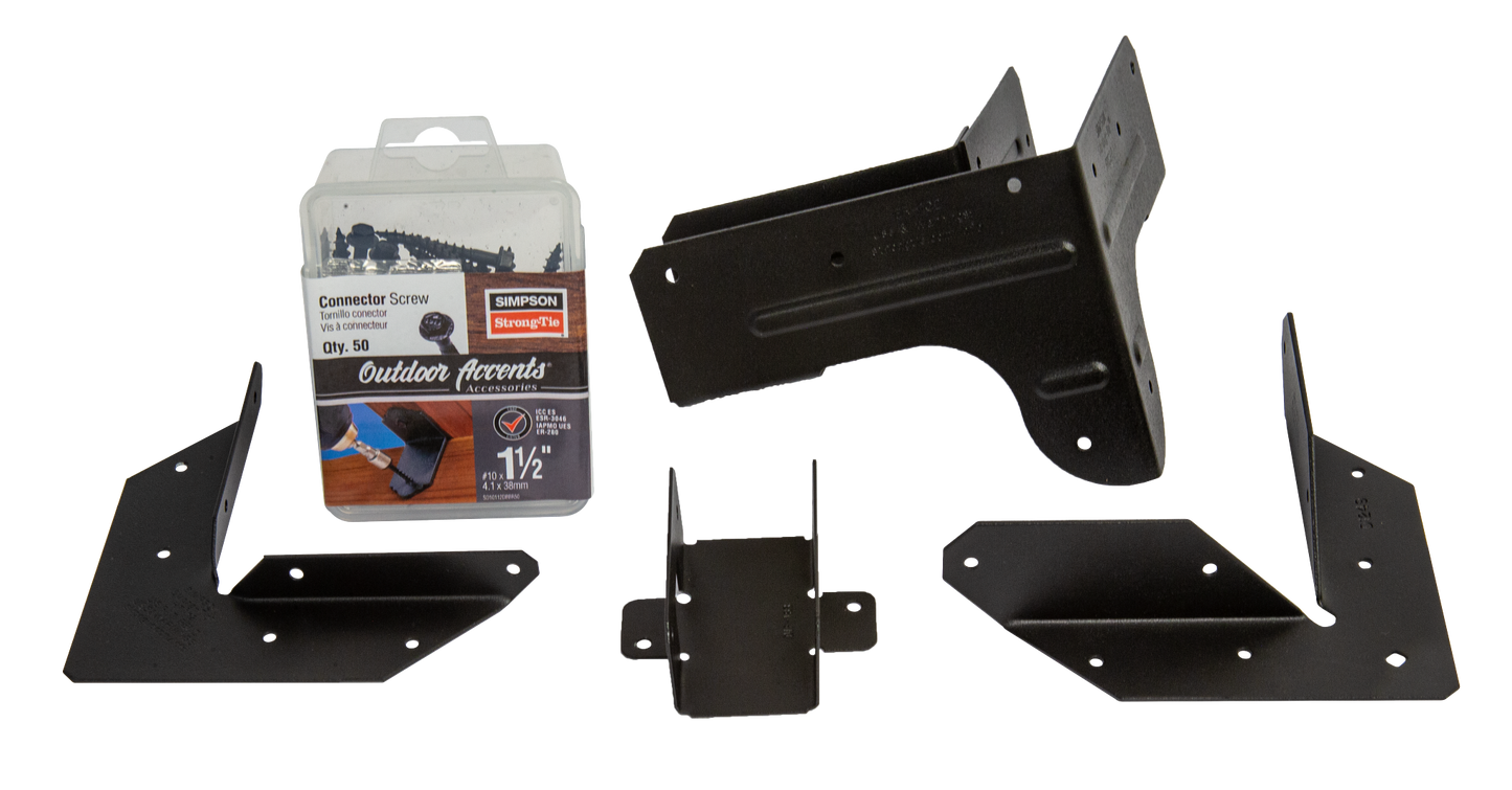 Simpson Strong-Tie APRTA12 Outdoor Accents® ZMAX®, Black Powder-Coated Rigid Tie® Angle for 1x2 Joist/Post (Pack of 24)