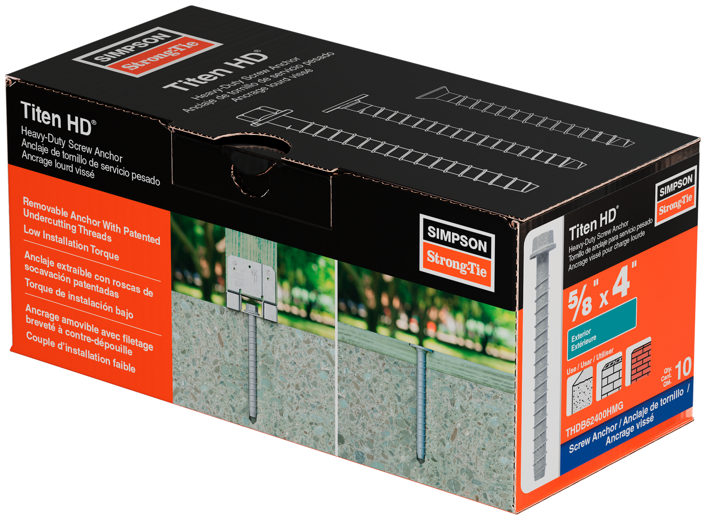 Simpson Strong-Tie THDB62400HMG Titen HD® 5/8 in. x 4 in. Mechanically Galvanized Heavy-Duty Screw Anchor (10-Qty)