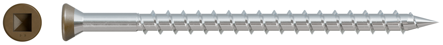 Simpson Strong-Tie DTH212S305BR01 Trim-Head Screw — Sharp Point (Collated) — #7 x 2 in. #2 SQ Type 305, Brown 01 (1000-Qty)