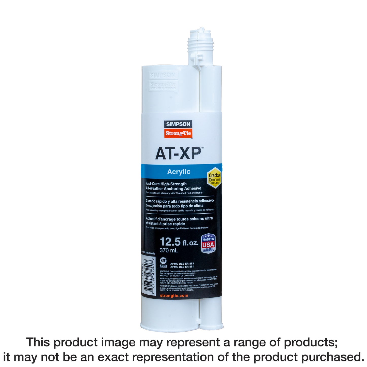 Simpson Strong-Tie AT-XP13 AT-XP® 12.5-oz. High-Strength Acrylic Anchoring Adhesive Cartridge w/ Nozzle (Pack of 10)