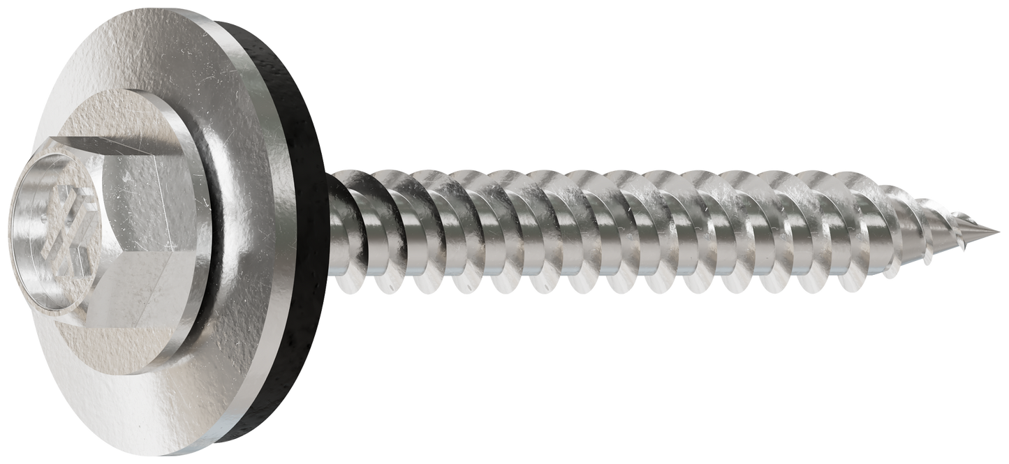 Simpson Strong-Tie T09150HWAC Metal-Panel Screw with EPDM Washer — #9 x 1-1/2 in. Hex Head, Type 316 (100-Qty) (Pack of 600)