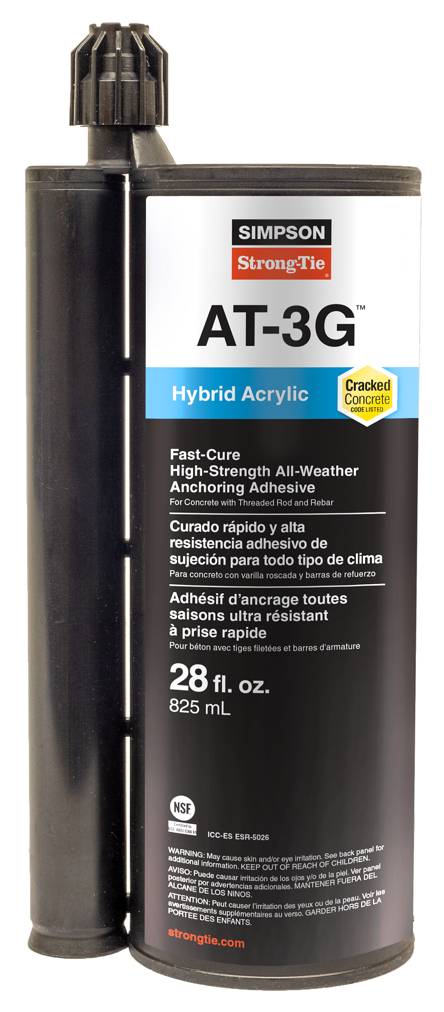 Simpson Strong-Tie AT3G30 AT-3G™ 28-oz. High-Strength Acrylic Anchoring Adhesive Cartridge w/ Nozzle (Pack of 225)