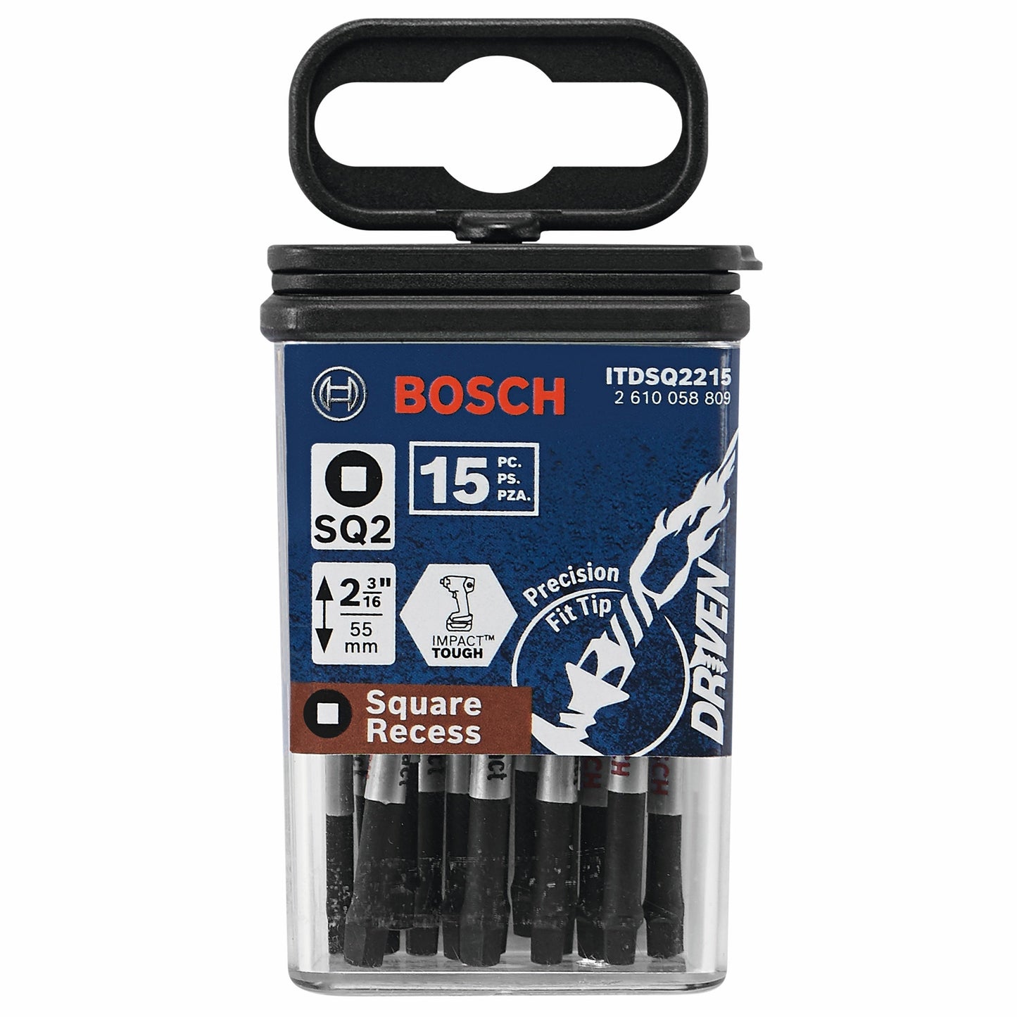 BOSCH ITDSQ2215 15 pc. Driven 2 In. Impact Square #2 Power Bits