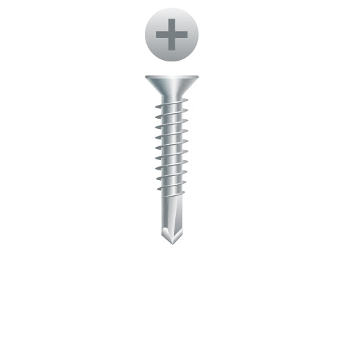 4F106 - Strong-Point 410 Stainless Steel Phillips Flat Head, Passivated & Waxed, 10-16 x 1-1/2, #3 Point, Box of 2,500