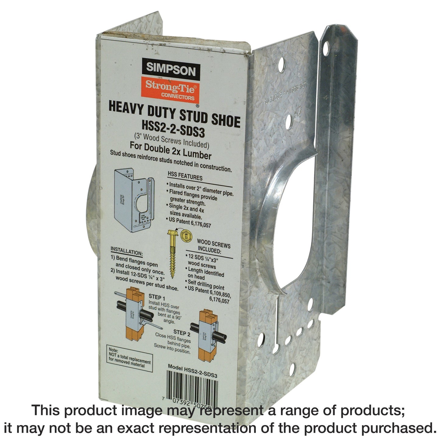 Simpson Strong-Tie HSS2-2-SDS3 HSS Galvanized Stud Shoe for Double 2x, with Strong-Drive® SDS Screws (Pack of 648)