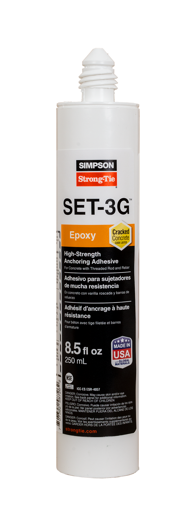 Simpson Strong-Tie SET3G10 SET-3G® 8.5 oz. High-Strength Epoxy Adhesive w/ 1 Nozzle and Extension (Pack of 900)