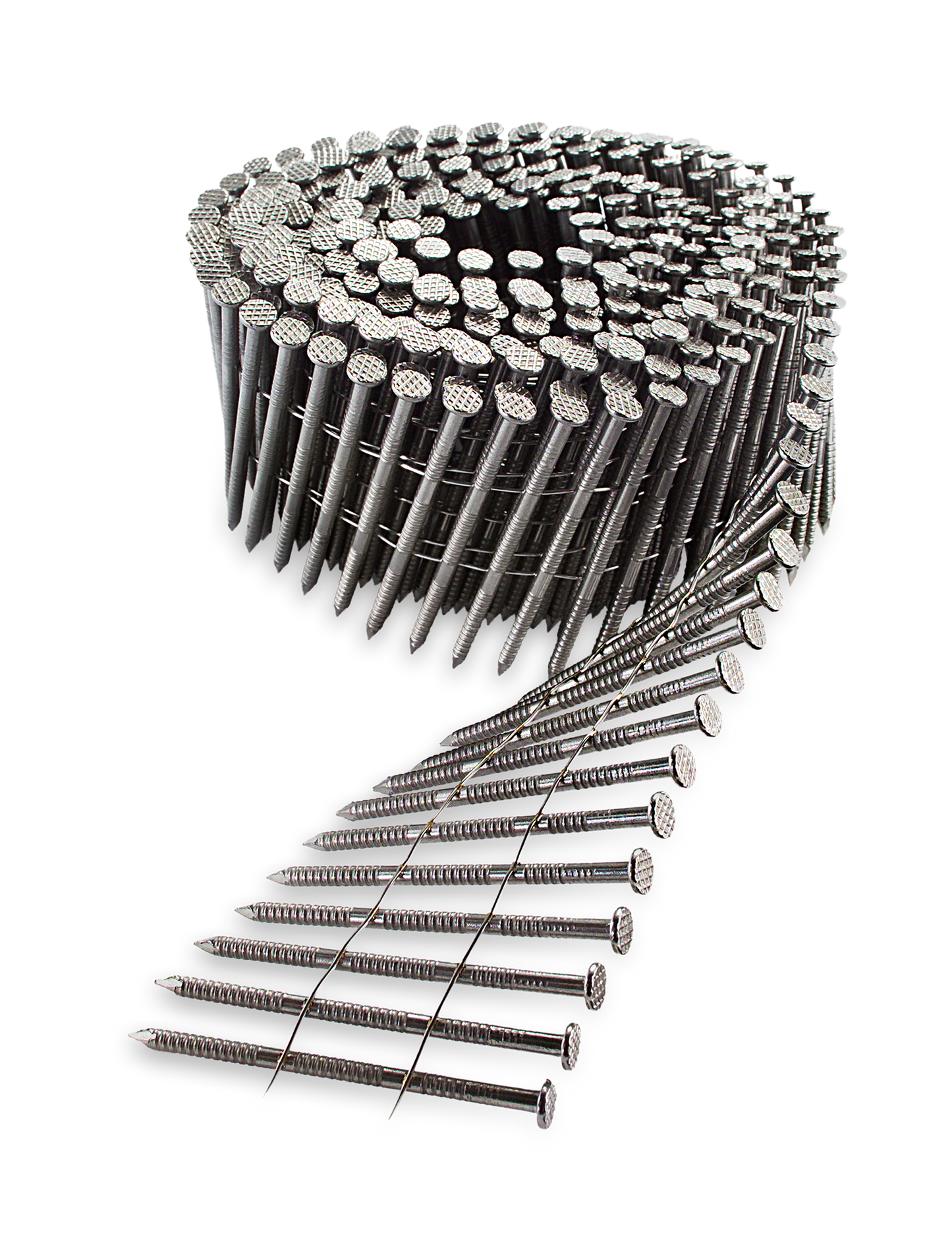 Simpson Strong-Tie S10A300PNJ 15° Wire Coil, Full Round Head, Ring-Shank Decking/Framing Nail — 3 in. x .131 in. Type 304 (1800-Qty) (Pack of 80)