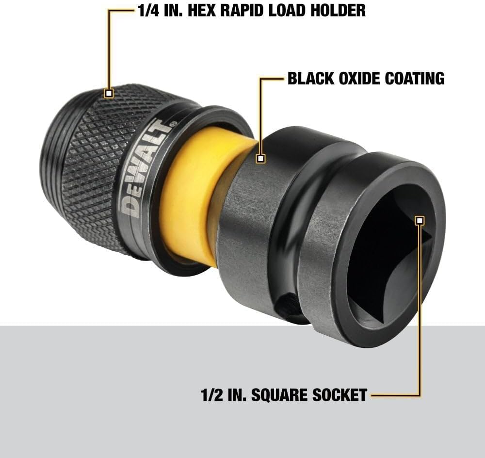 DeWalt DW2298 G Adaptor 1/2" Sq To 1/4" Hex Rapid Load