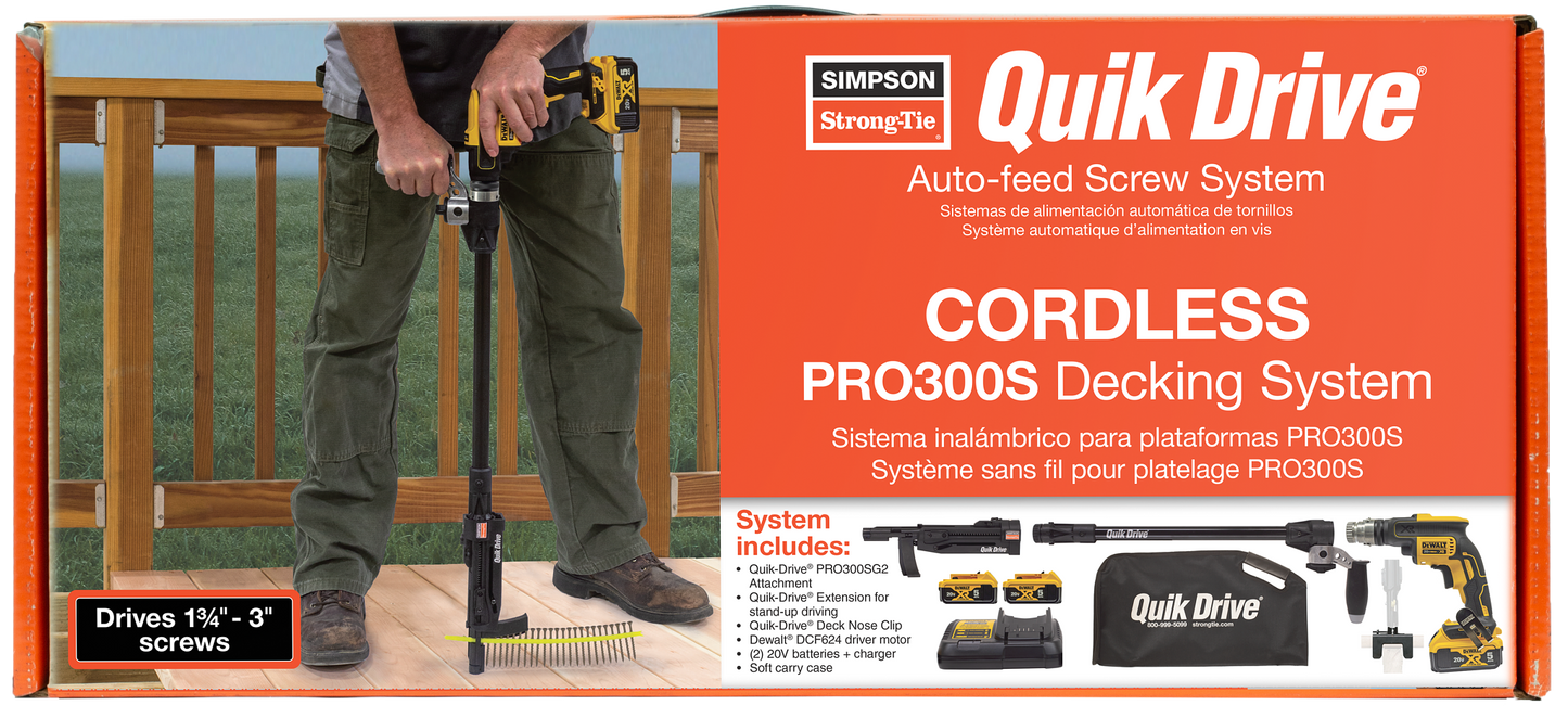 Simpson Strong-Tie PRO300SG2DC2K Quik Drive® Cordless PRO300SG2 Decking System w/ DeWalt® 2000 RPM Screwdriver Motor