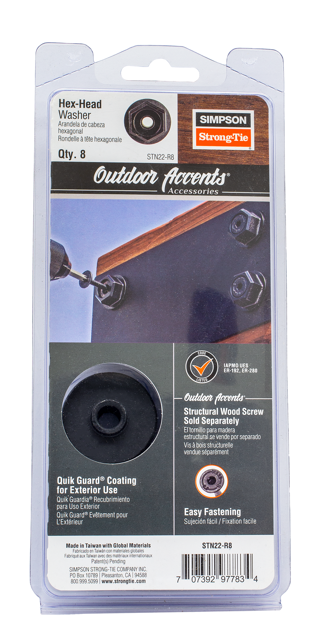Simpson Strong-Tie STN22-R8 Outdoor Accents® Black Hex-Head Washer (8-Qty) (Pack of 10)