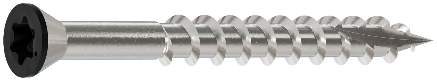 Simpson Strong-Tie T07162FT20BK Trim-Head Screw, 6-Lobe Drive — #7 x 1-5/8 in. T-15 Type 316, Black (20-Qty) (Pack of 5)