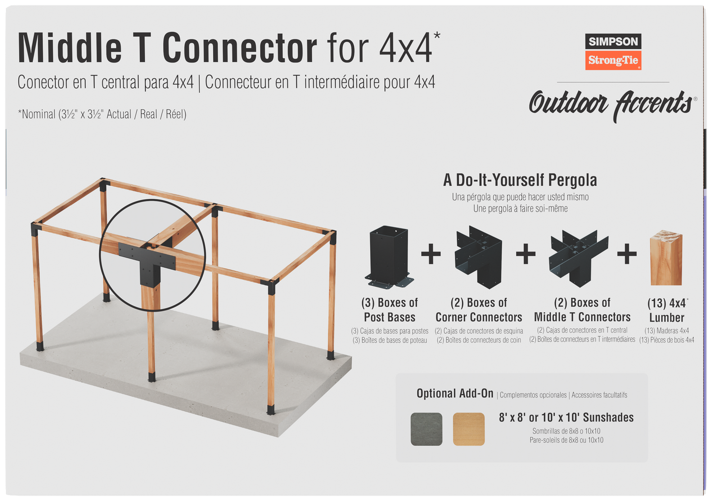 Simpson Strong-Tie SAGE-T44-KT1 Outdoor Accents® Sage System™ Black Powder-Coated Middle-T Connector for 4x4 with Screws