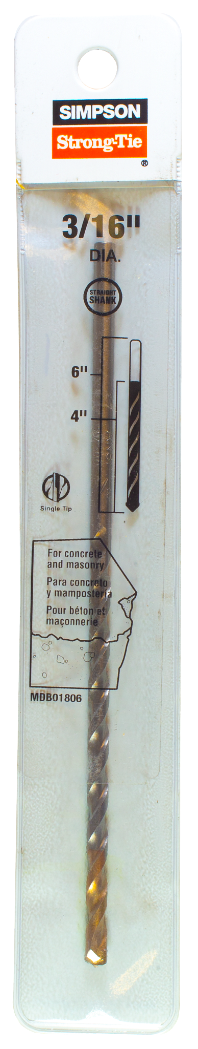 Simpson Strong-Tie MDB01806 3/16 in. x 6 in. Straight Shank Drill Bit (Pack of 300)