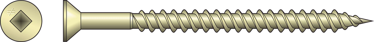 Simpson Strong-Tie WSCT212S WSCT Roofing Tile Screw (Collated) — #8 x 2-1/2 in. #3 Square, Flat Head, Zinc (1500-Qty)